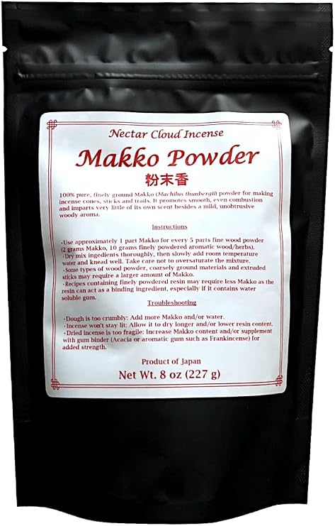 Makko Powder 8 oz, Incense Ingredient for Cones, Sticks, Coils and Trails, Authentic Japanese Machilus Thunbergii, Tabu No Ki Binder