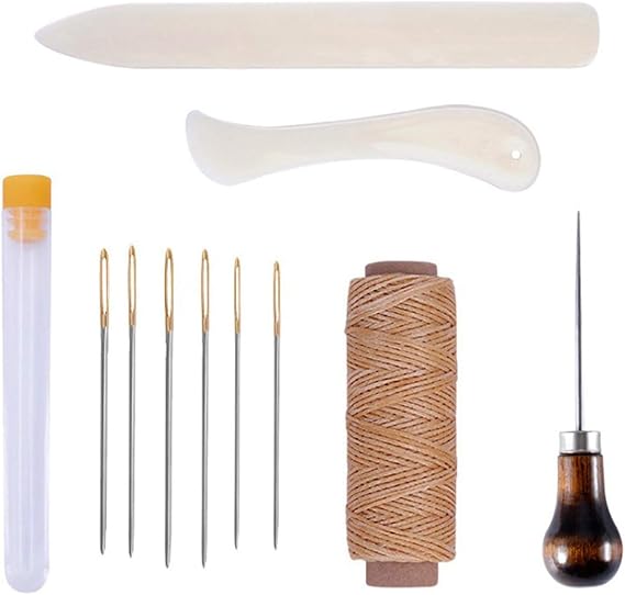 11 Pieces Bookbinding Kit Tools, Bone Folder Paper Creaser | book binding thread for DIY Bookbinding Crafts and Sewing