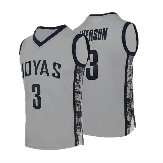 Men's #3 Iverson Basketball Jersey S-L Gray, 90s Hip Hop Clothing,Stitched Letters and Numbers