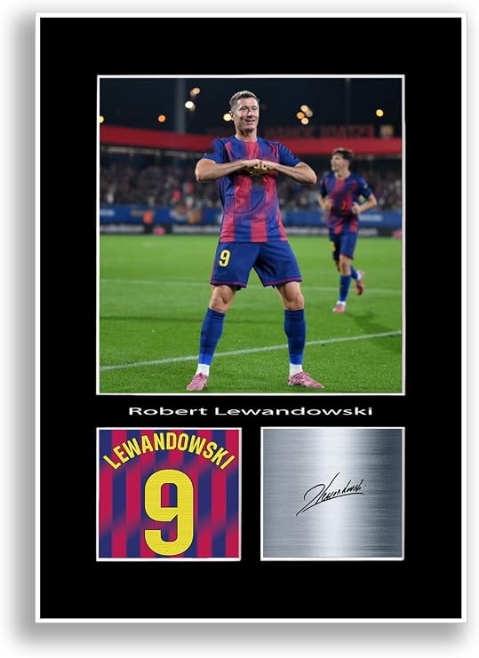LJW Prints Robert Lewandowski Football Player Print Signed Autograph Poster for Barcelona Fans and Supporters