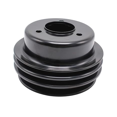 3-Groove Black Steel 3-Bolt 6-5/8" Diameter Crank Crankshaft Pulley Compatible with Ford 260 289 302 351W Compatible with Small Block SBF Mustangs Smog V8 1965-1967