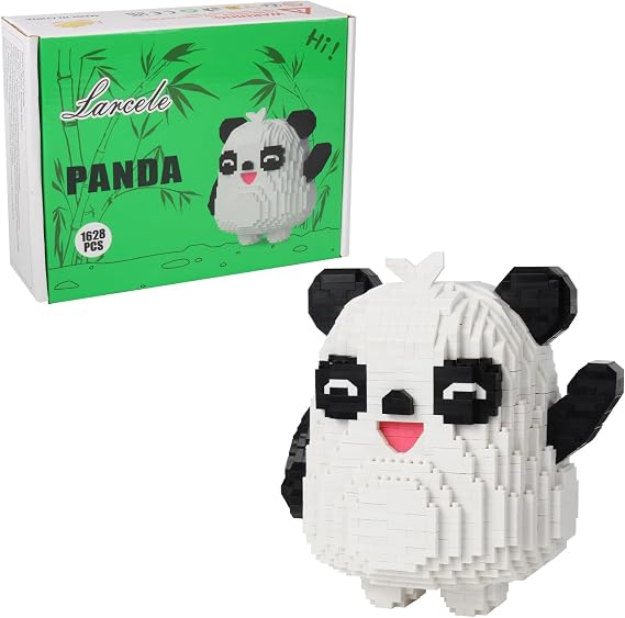 Larcele Micro Building Blocks Animal Set, DIY Mini 3D Building Toy Bricks,1628 Pieces KLJM-07 (Panda)