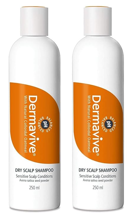 Dermavive Dry Scalp Shampoo Dual Pack, Dandruff Control, Gentle Formula for Dry Scalp, Hydrating and Moisturizing Shampoo, Soothing Scalp Shampoo, 250ml (8.45 fl oz), Pack of 2