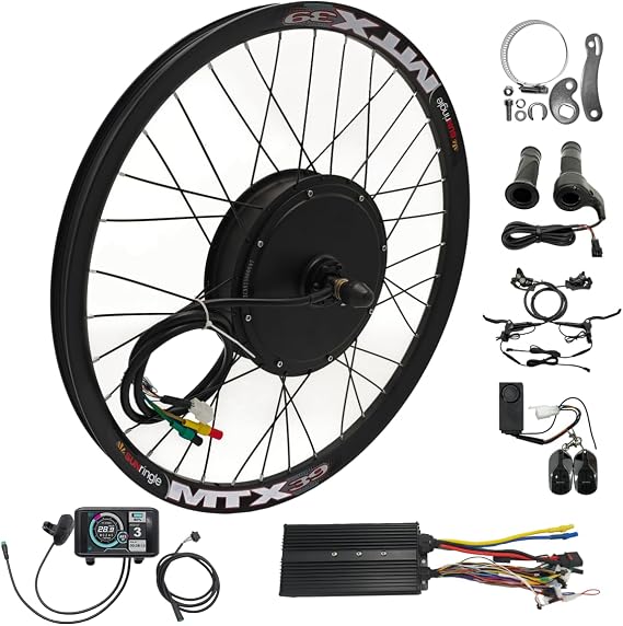 Electric Bicycle Conversion Kit 100A Controller, 48V-72V 24-29 Inch MTX39 Rear Wheel Kit with UKC1 Colour Display, 155mm Dropout
