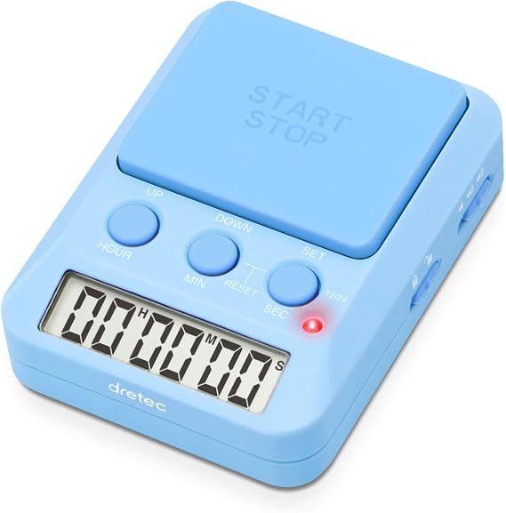 dretec T-587ABLDI Study Timer, Learning Timer, Independent Study with Timer-Based Study Method, Set the Number of Days Until Test Date to Increase Motivation, Silent Mode & Lamp for Library Use