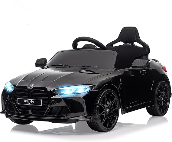 12V Kids Ride On Toy Car,Licensed BMW M4, Electric Kids Ride-On Car Powered Vehicle Car for Boys and Girls, W/USB, Mp3, Bluetooth, Led Light,Parents Remote Control, 3 Speeds, for Boys and Girls-Black