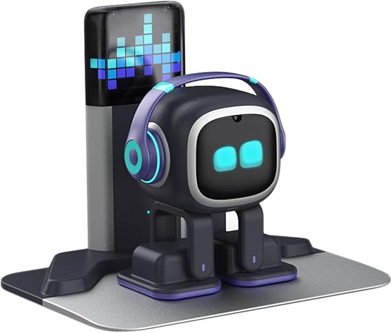 EMOPET AI Desk Robot Companion - ChatGPT Enabled with Voice Commands & Dance Feature, Interactive Robot Pet with Personality,  with Charging Home Station