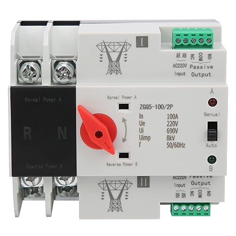 100A AC220V Automatic Transfer Switch 2P Mini ATS Auto Dual Power Switch