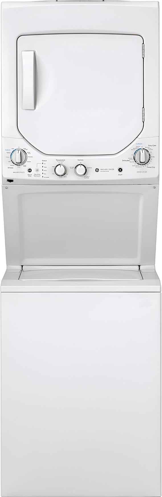 GE Unitized Spacemaker 2.3 Cu. Ft. Washer and 4.4 Cu. Ft. Electric Dryer Laundry Center, 24-Inch, White GUD24ESSMWW