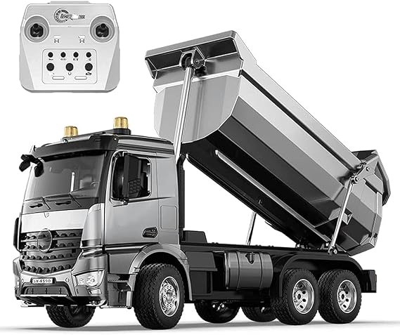 RC1/20 2.4 GHz 10CH Dump Car Radio Control Truck Radio Control Construction Heavy Equipment Metal Damp Radio Control Engineering Vehicle Multi-Function Children's Gift for Sandy Beaches