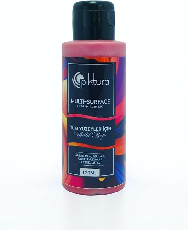 Multi-Surface Hibrit Akrilik Boya, 120ml, Su Bazlı, Ahşap Cam Seramik Metal Kumaş Plastik için (Mercan Kırmızı)