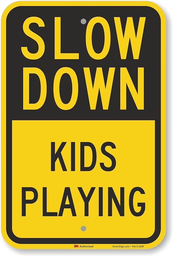 SmartSign "Slow Down - Kids Playing" Sign | 12" x 18" 3M Engineer Grade Reflective Aluminum