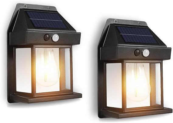 HQYNSS 2 Pack 1200mAh Solar Light Outdoor Motion Sensor Warm White