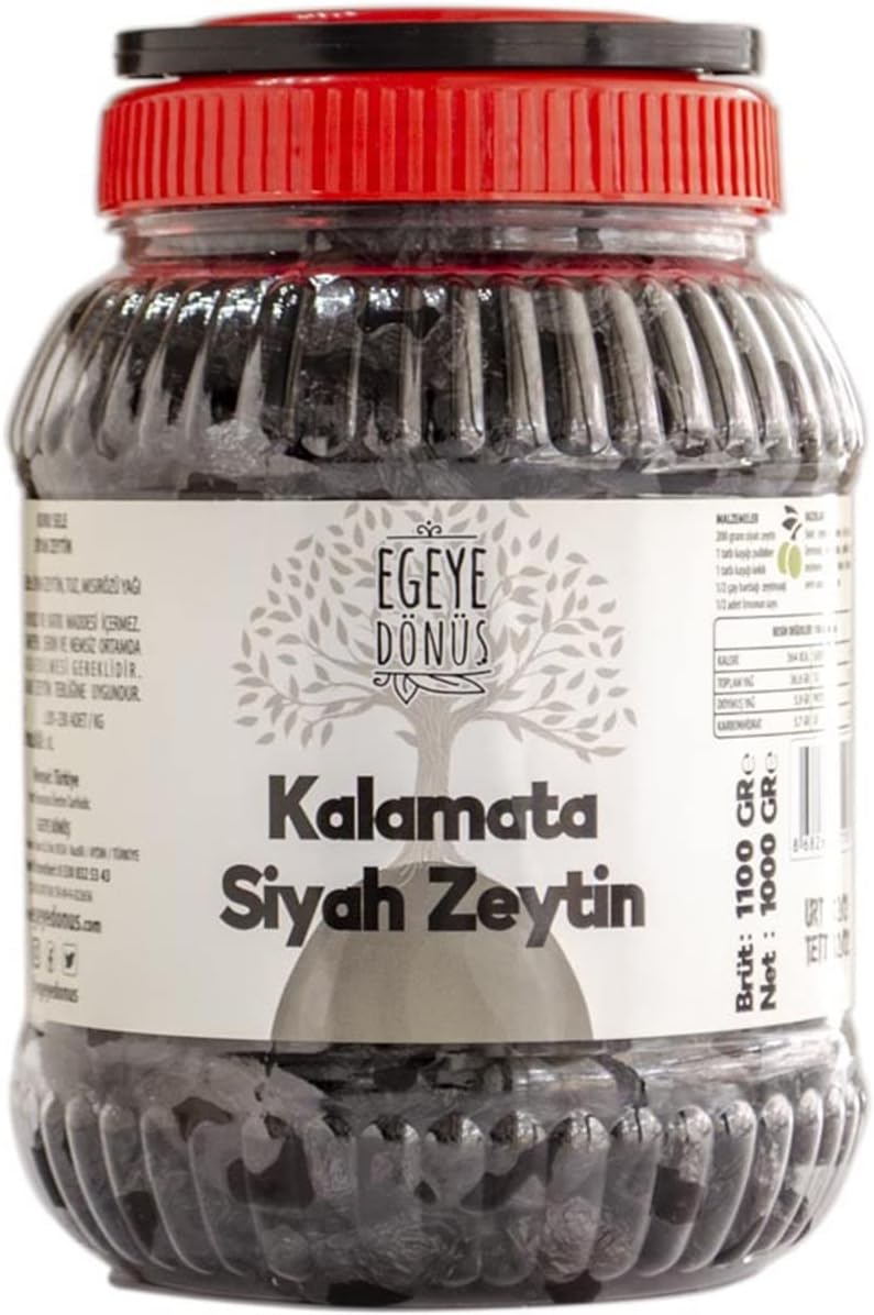 RETURN TO THE AEGEAN Very Little Salted Kalamata Large Size Dry Saddle Black Olives Alamut-Jumbo-Extra Size Donkey Olives - 1 Kg