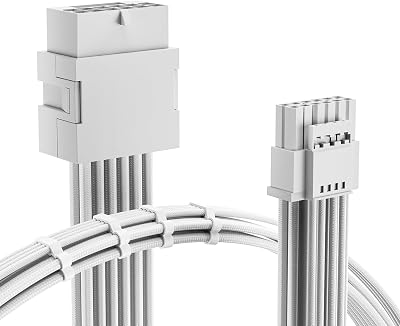 AsiaHorse 12VHPWR Adapter Cable Extension, 600 Watts Rated 124-Pin 16-Pin Female to Male PCIe Extension Cable, Compatible with RTX 3090Ti 4070ti 4080 4090, 3CM Length Pure White