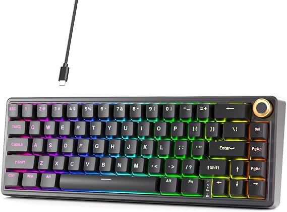 DIERYA DK68E 60% Mechanical Gaming Keyboard, Hot-Swappable, Wired, Black