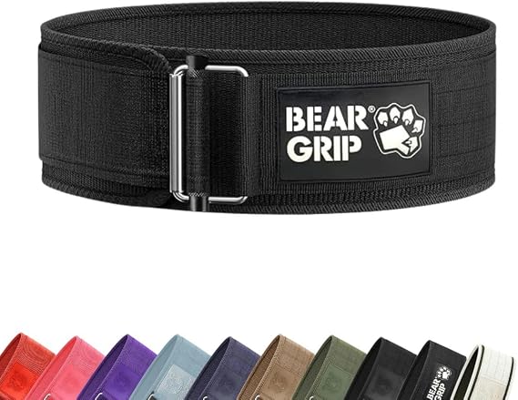 BEAR GRIP Premium Self-Locking Weight Lifting Belt – Gym Belt for Powerlifting, Bodybuilding, Squats, Deadlifts & Olympic Lifts – Weightlifting Belt for Men & Women