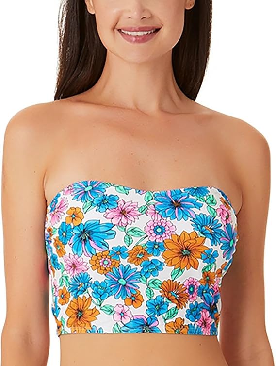 Women's Wall Paper Floral Long-Line Bandeau Top