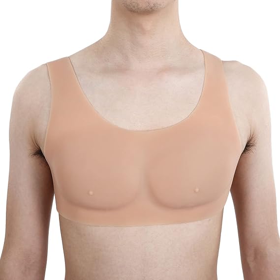 Silicone Muscle Suit Fake Pectoral Muscle Shaper Realistic Silicone Chest Muscles Enhancer Man Chest Pad for Halloween Cosplay Props