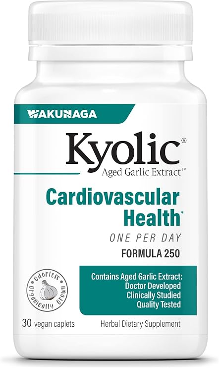 Kyolic Aged Garlic Extract Formula 250, Cardiovascular Health, One Per Day, 30 Vegan Caplets