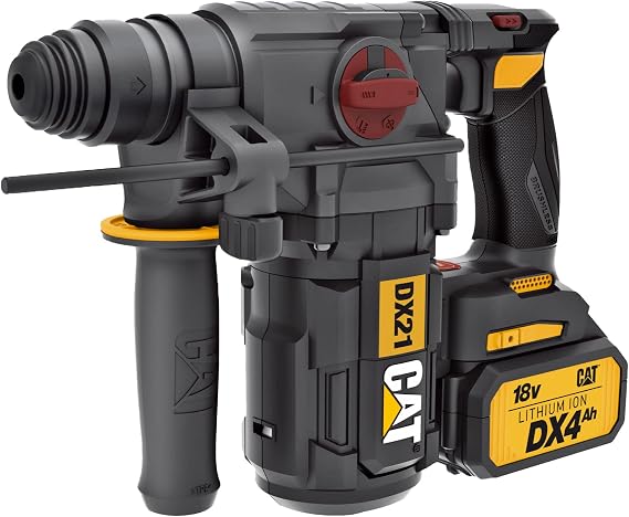 Caterpillar Cat 18V 1 FOR ALL 1 Cordless Rotary Hammer Drill with Brushless Motor and Two Batteries - DX21
