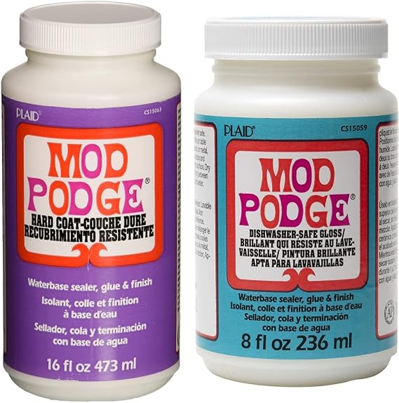 Mod Podge 16 oz Hard Coat, PLCS15059 8 oz Dishwasher Safe Gloss,