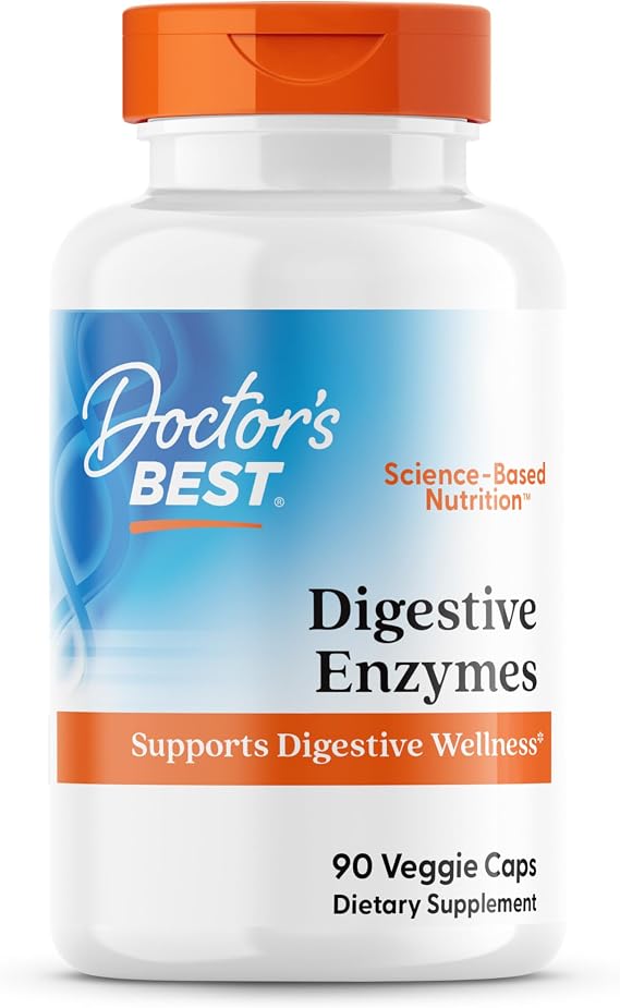 Doctors Best Digestive Enzymes Supplement for Women & Men - Supports Gut Health, Digestion, Overall Wellness, Formulated with Amylase, Super Enzyme Blend for Food Break Down, Non GMO - 90 Veg Caps