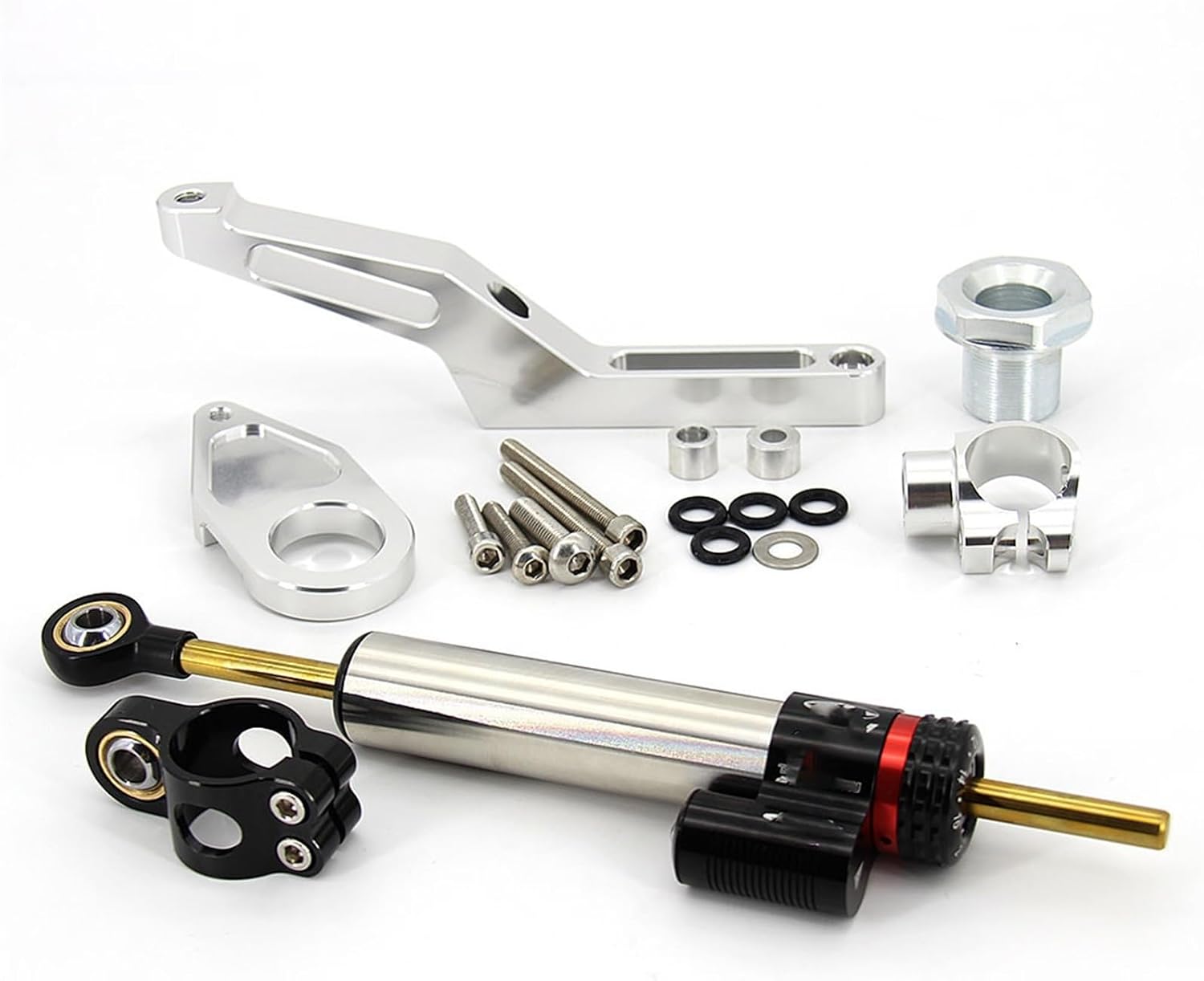 For K┐awasaki ZX6R 2009-2019 2018 2017 2016 2015 2014 2013 2012 ZX-6R CNC Motorcycle Steering Stabilize Damper Bracket MountSilver