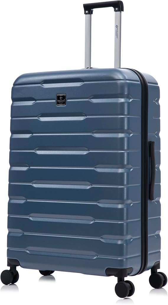 Suitcase Medium 25 Inch Hard Shell Lightweight Checked Luggage with 360° Rubber Spinner Wheels Durable Travel Case Telescopic Handle, TSA Lock (Ice Blue)