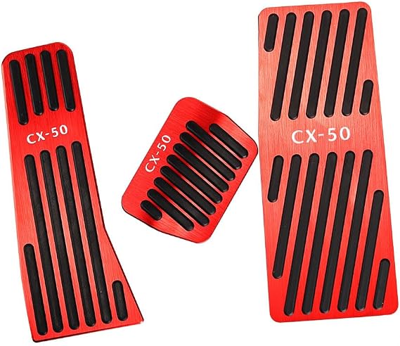 BOYUER 3PCS Anti-Slip No Drilling Aluminum Rest Brake Gas Accelerator Pedal Covers Foot Pedal Pads Kit For Mazda 2023-2027 CX-50(Red)