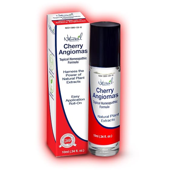 Naturasil Cherry Angioma Remover Roll-On for Red Spots, Made in USA - 10 mL
