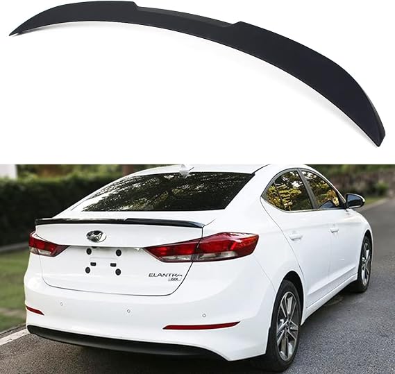 KDM Matt Black H Style Trunk Lid Spoiler Wing Compatible for 2017-2018 Hyundai Elantra Sedan