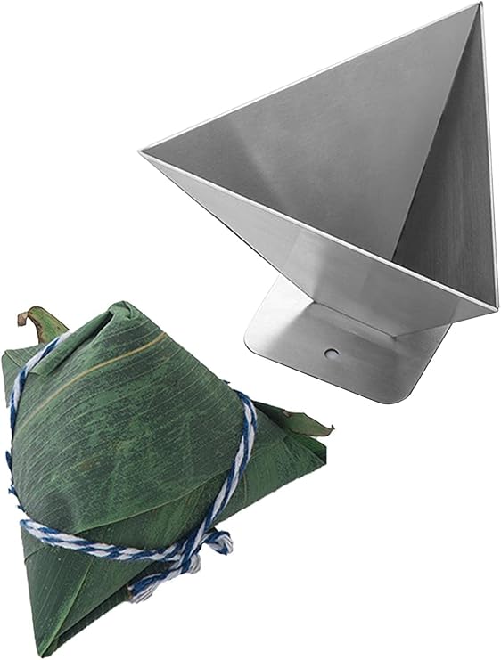 Rice Dumpling Mold, for Kitchen Dragon Boat Festival Zongzi, Baking Molds for Zongzi, Reusable Stainless Steel Rice-Pudding Baking Molds FJIUMOZEN (Triangle)