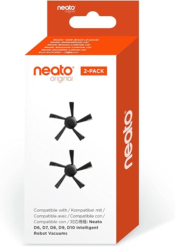 Neato Robotics Original Replacement Parts- Side Brushes (2-Pack), Black. Compatible with Neato D6, D7, D8, D9, D10 Robot Vacuums