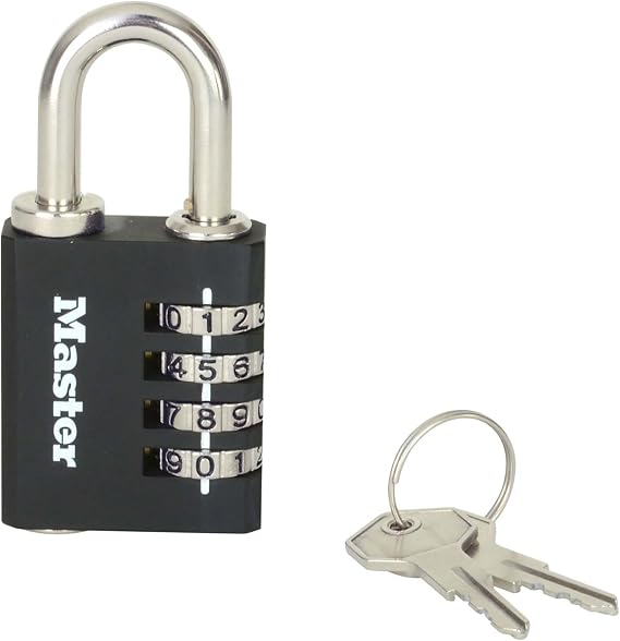 Master Lock 7641EURDBLK Medium Indoor Combination Padlock with Override Key, 79 x 40 x 14 mm