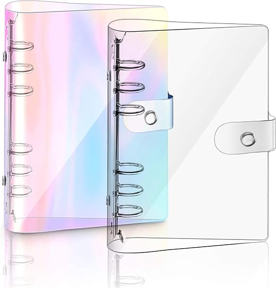 2 PCS A5 Rainbow Soft PVC Notebook Binder, Refillable Paper Cover, Clear Personal Planner With Loose Leaf (A5)
