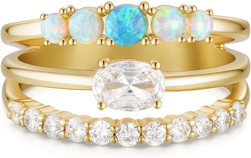14k Gold Rings For Women, Dainty Chunky Gold Stacking Rings
