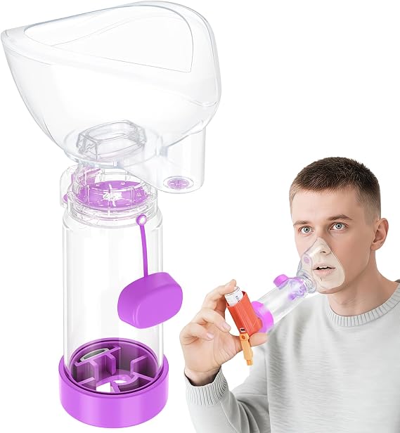 NESSI Spacer for Inhaler OTC Spacer Adult with Mask Spacer and Mouthpiece Spacer (Purple)