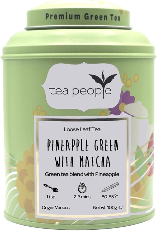 Tea People Pineapple Green With Matcha, 100g Loose Tea Caddy, PGM-100g
