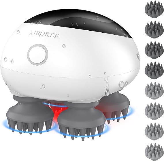 Electric Scalp Massager, Portable Head Stress Relax,IPX7 Waterproof Rechargeable Head Massager Scalp Stress Relax, Body for Deep Cleansing, Relief, Hair Growth (Black)