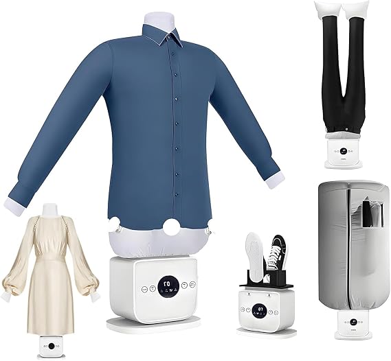 Rapid Dry & Iron Machine | 1400W Inflatable Steamer for Wrinkle-Free Shirts, Pants & Shoes with 360° Drying, Adjustable Timer & Temperature,White