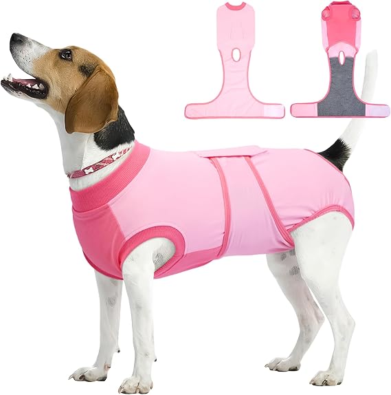 Kuoser Dog Recovery Suit, Female Male Spay Neuter Surgery Suit, Pink, M