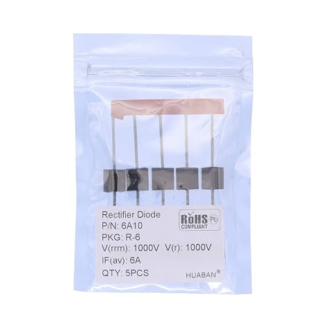5PCS 6A10 Rectifier Diode 6A 1000V R-6 Axial 6 Amp 1000 Volt
