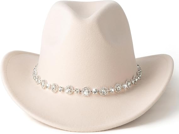 Lisianthus Women's Western Cowboy Hat Glitter Rhinestone Wide Brim Cowgirl Hat