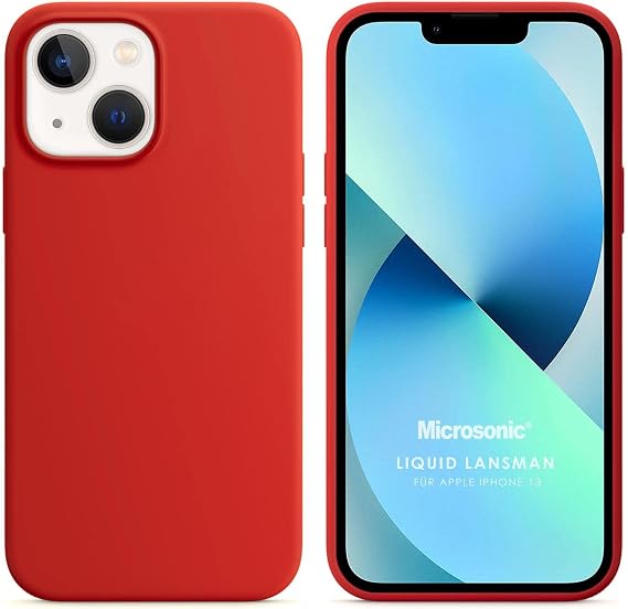 Microsonic Apple iPhone 13 için Kılıf Liquid Lansman Silikon Kırmızı [iPhone 13 ile Uyumlu Kılıf - Kırmızı]