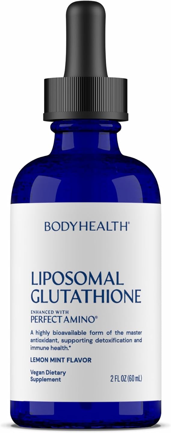 BodyHealth Liposomal L-Glutathione 100 mg Lemon Mint Flavor | Supports Detox, Liver & Immune Health | Vegan, Non-GMO, Gluten-Free - 2 FL OZ (60 mL)