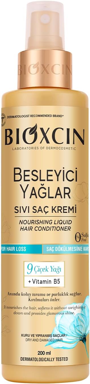 Bioxcin Besleyici Yağlar Sıvı Saç Kremi 200 ml – 9 Çiçek Yağı, Vitamin B5 ve BioComplex B11 ile Kuru ve Yıpranmış Saçlar İçin Yoğun Bakım