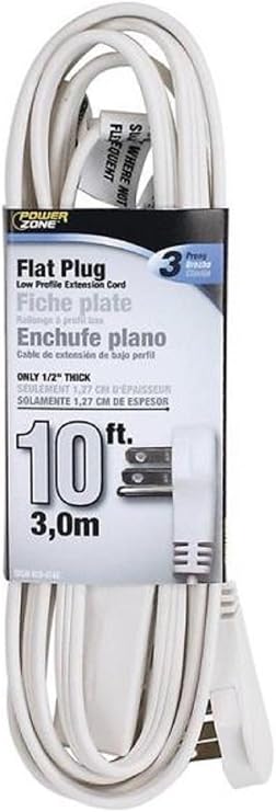 Cord Exten Flat Plug 10ft Wht