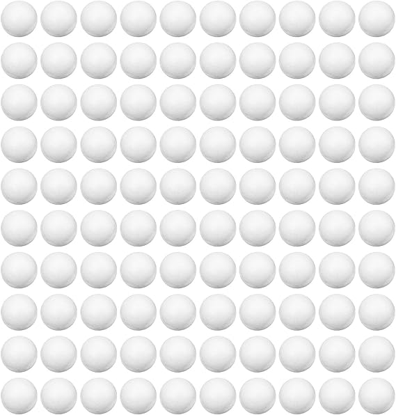 YJDOORPLAY 100 Pcs Solid Polystyrene Foam Balls 20mm 25mm 30mm White Craft Supplies for DIY Handmade Projects Floral Arrangements Cake Decorations Sweet Trees School Art Model Making Ornaments(3cm)