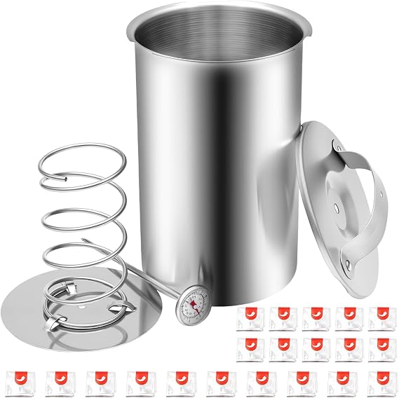 Stainless Steel Deli Meat Press with Thermometer & 20 Cooking Bags Homemade Ham Maker Mold with Spring Mechanism Healthy Lunch Meat Presser for Bacon Sandwiches